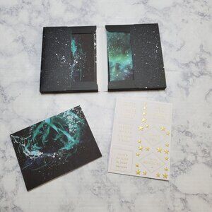 Galison Cosmos 12 Note Cards Blank Space Stickers‎ Greetings